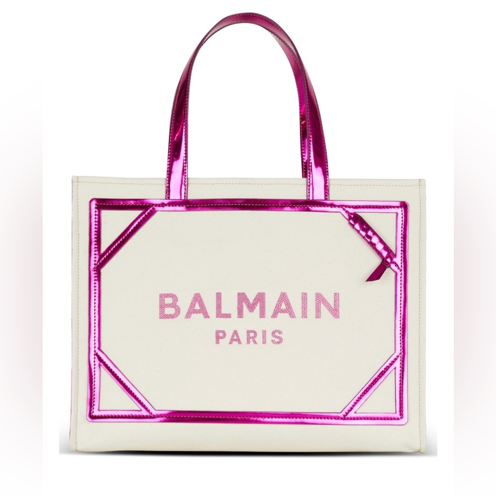 💎👜 BALMAIN NWT DUSTER
B-Army 42 Tote Bag In Canvas And Mirror-Effect Leather